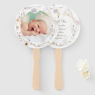 set of ten delicate wildflowers Baptism Hand Fan