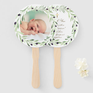 set of ten olive wreath Baptism Hand Fan