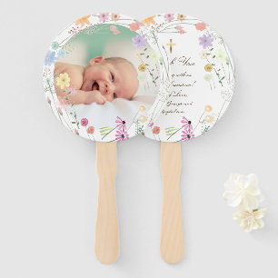set of ten pastel wildflowers Baptism Hand Fan
