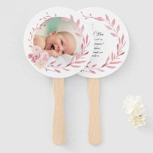 set of ten pink watercolor frame Baptism Hand Fan