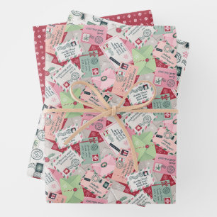 Set of Three Christmas Letters to Santa Wrapping Paper Sheet