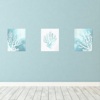 Set of three nautical coral art prints