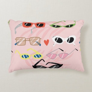 Set of trendy sunglasses in fun cartoon style decorative cushion