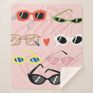 Set of trendy sunglasses in fun cartoon style sherpa blanket