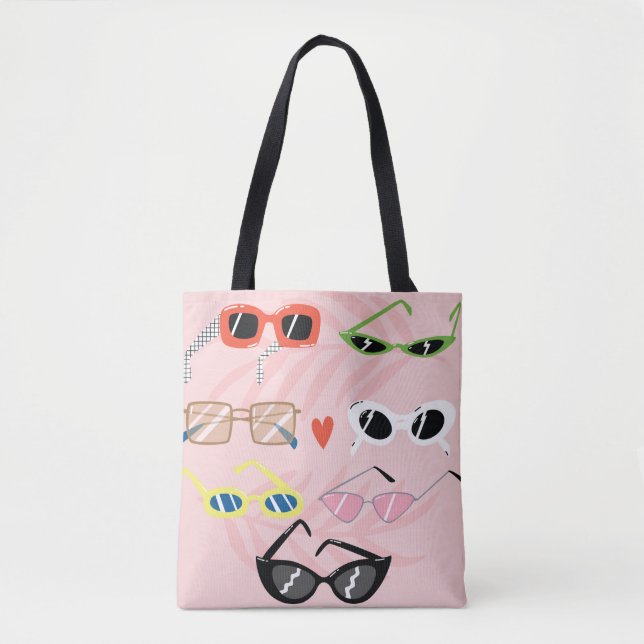 Set of trendy sunglasses in fun cartoon style tote bag (Front)