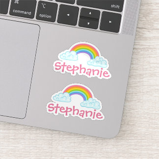 Set of Two Personalised Name and Rainbow Stickers