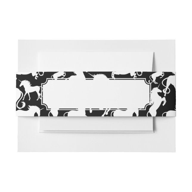 set of unicorns invitation belly band (Front Example)
