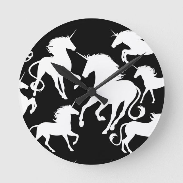set of unicorns round clock (Front)