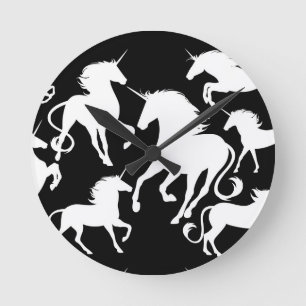 set of unicorns round clock