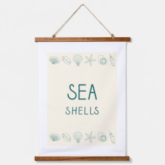 set of vector colour seashell in a minimalist styl hanging tapestry