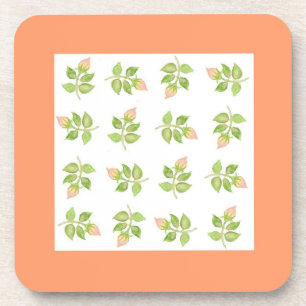 Set of Vintage Pink Rosebuds Cork-backed Coasters