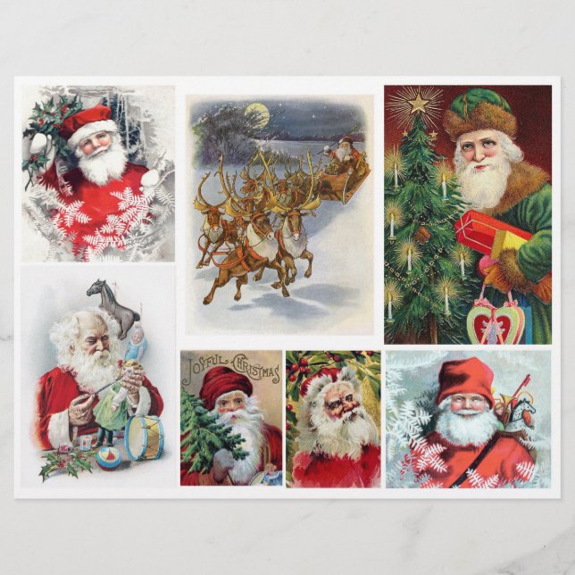 Set of Vintage Victorian era Santa Illustrations (Front)
