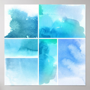 Set of watercolor abstract hand painted 2 poster