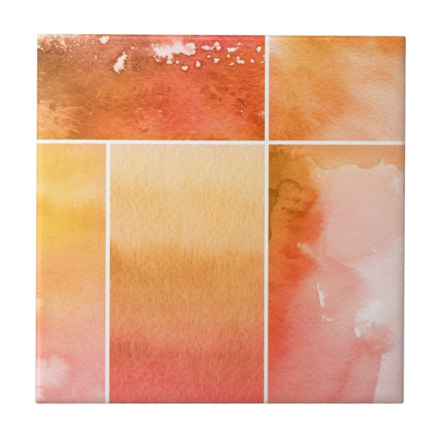 Set of watercolor abstract hand painted 4 tile (Front)