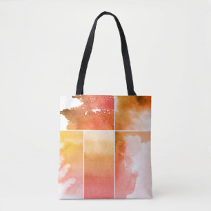 Set of watercolor abstract hand painted 4 tote bag