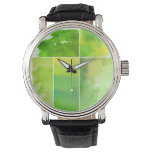 Set of watercolor abstract hand painted watch