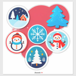 Set of Whimsical Christmas Winter Holiday
