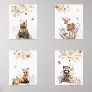 Set of Woodland Animal Portret Nursery