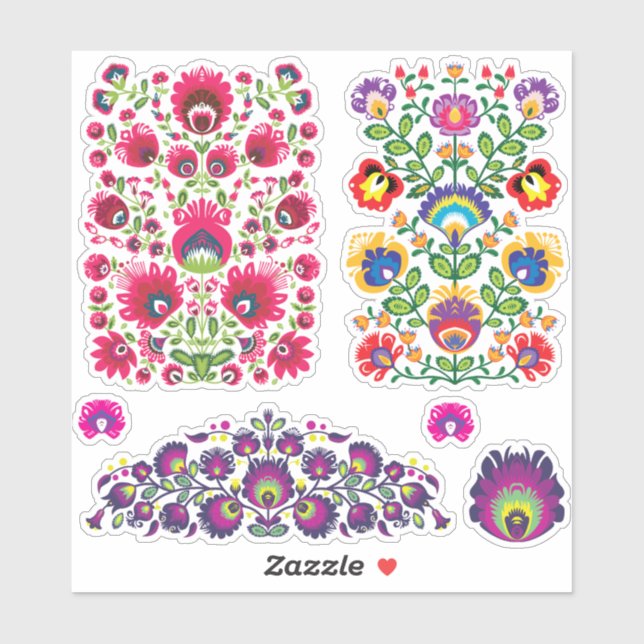 😍Set of Wycinanki style kiss cut stickers (Sheet)