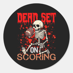 Set On Scoring Skeleton Football Player Halloween Classic Round Sticker
