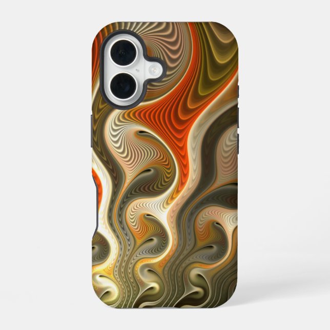 Set Phasers Abstract Orange Flames iPhone 16 Case (Back)
