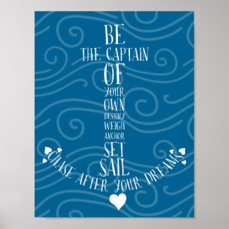 Set Sail & Chase Your Dreams Nautical Quote Anchor Poster