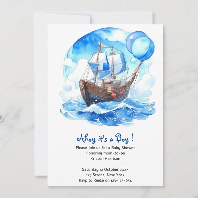Set Sail: Nautical Boy Baby Shower Invitation (Front)