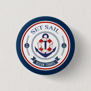 Set Sail Ocean Travel Nautical 3 Cm Round Badge