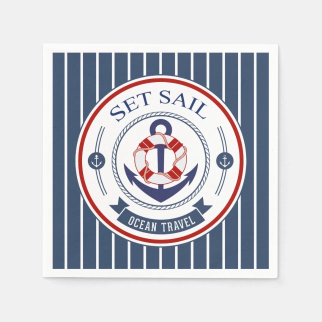 Set Sail Ocean Travel Nautical Napkin (Front)