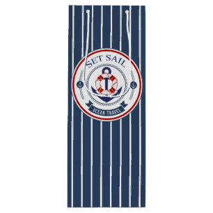Set Sail Ocean Travel Nautical Wine Gift Bag