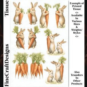 Set Whimsical Bunny Pairs & Carrots DC1 Decoupage Tissue Paper