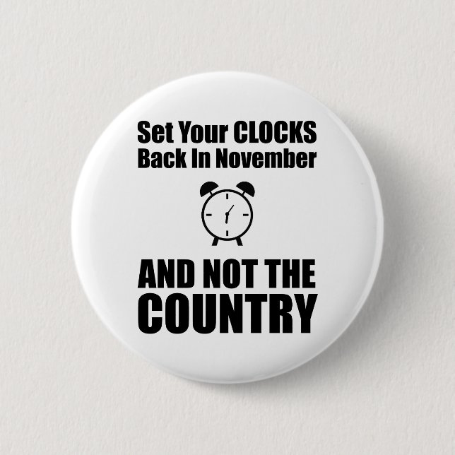 Set Your Clocks Back In November Not The Country 6 Cm Round Badge (Front)