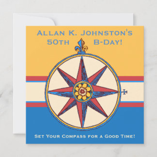 Set Your Compass for a Good Time 50th Birthday Invitation