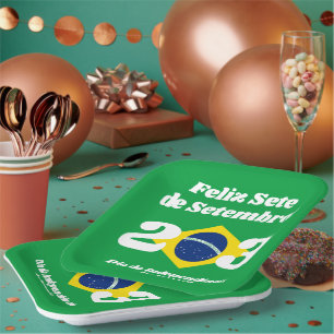 Sete de Setembro Independence Day Brazil Flag Paper Plate