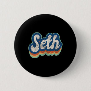 Seth First Name Boy Vintage Style 70s 80s Personal 6 Cm Round Badge