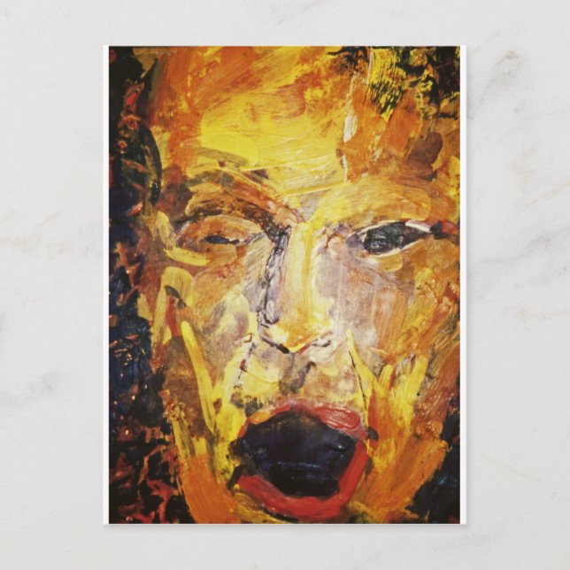 Seth, man's face, original acrylic painting postcard (Front)