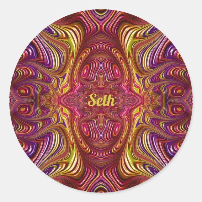 SETH ~ Multicoloured Fractal Design ~  Classic Round Sticker (Front)