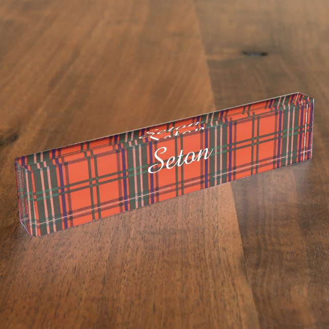 Seton clan Plaid Scottish tartan Nameplate (Side)
