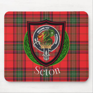 Seton Scottish Clan Tartan and Crest Mouse Mat