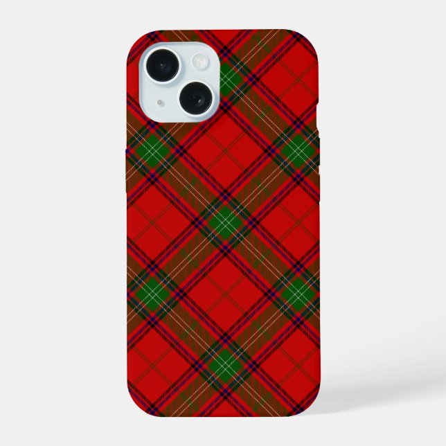 Seton tartan red green plaid iPhone 15 case (Back)