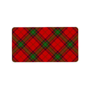 Seton tartan red green plaid label