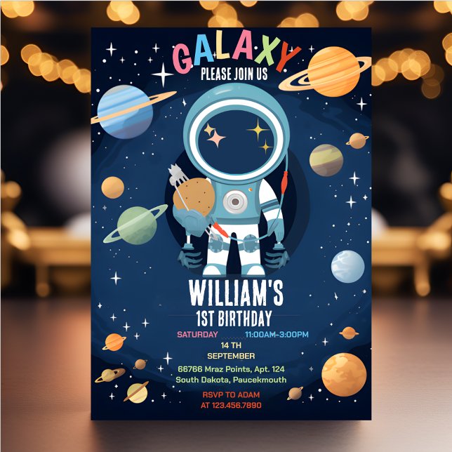 sets Planet Alien Stars Space galaxy 1st Birthday Invitation (Creator Uploaded)