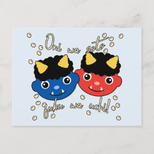 Setsubun Oni Red and Blue Demons Postcard
