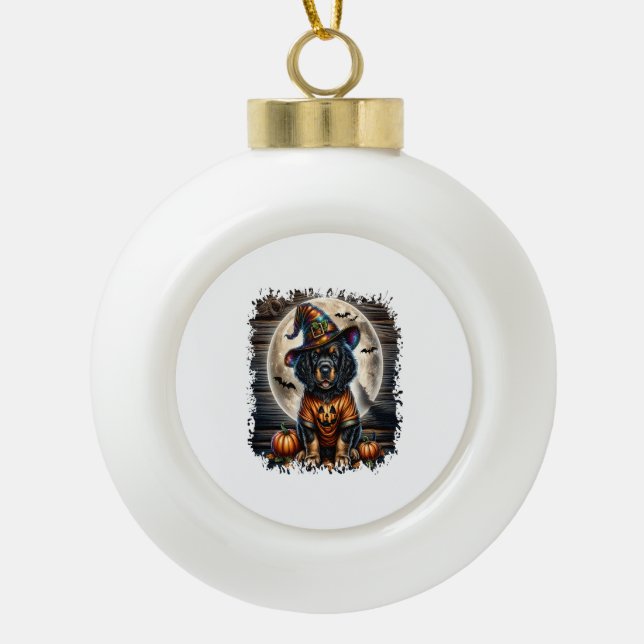 Setter Dog Halloween Square Ceramic Ball Christmas Ornament (Front)