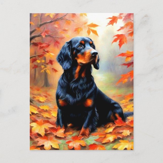 Setter Dog in Autumn Postcard (Front)