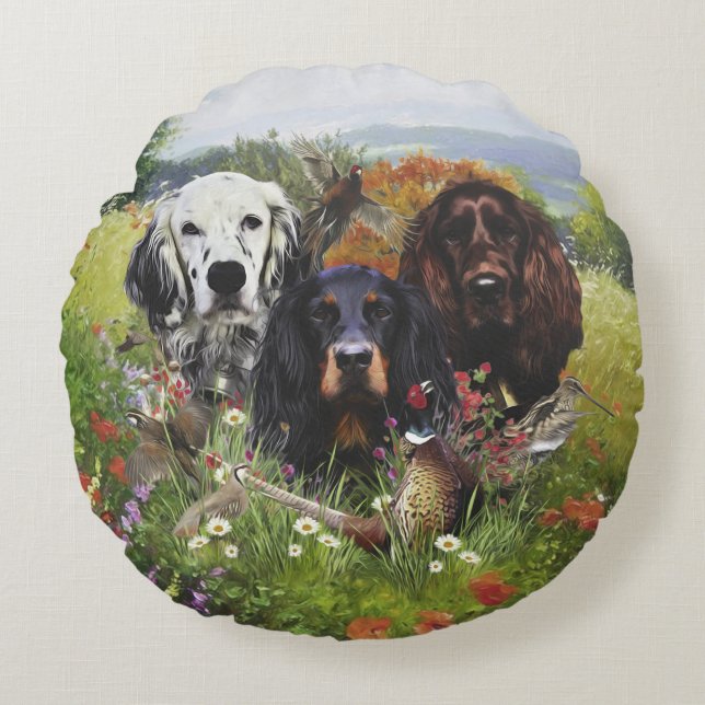 Setters Family  Round Cushion (Front)