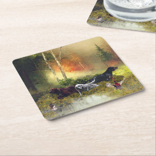 Setters Family   Square Paper Coaster