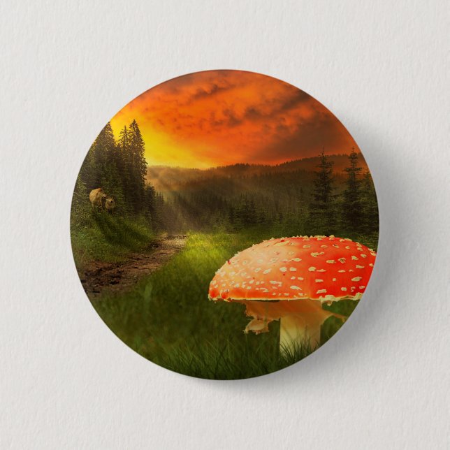 Setting Autumn Sun. 6 Cm Round Badge (Front)