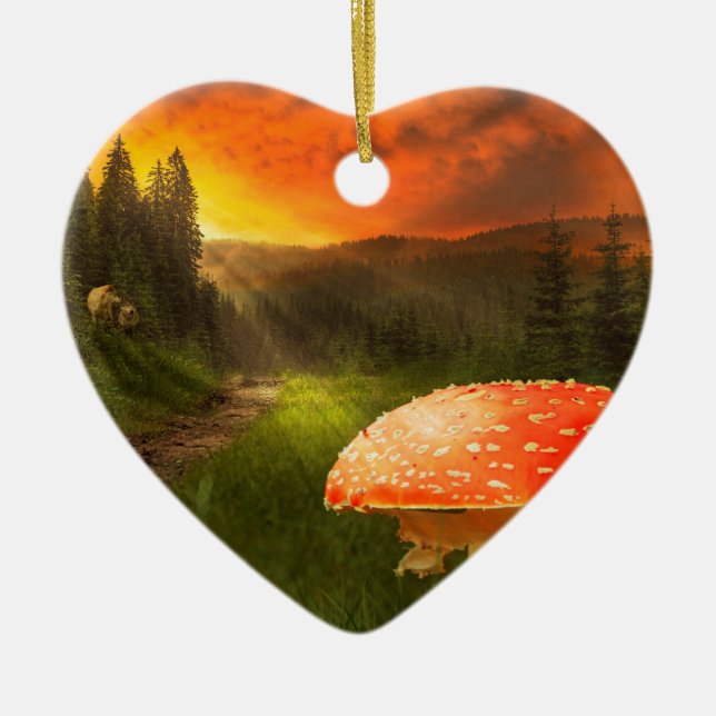 Setting Autumn Sun. Ceramic Tree Decoration (Front)