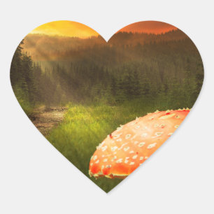 Setting Autumn Sun. Heart Sticker